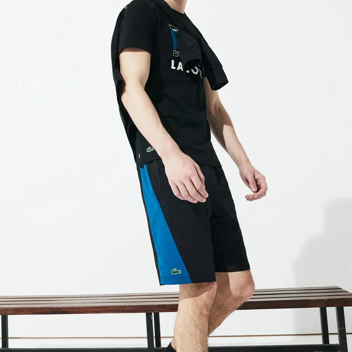 Pants and Shorts Lacoste Mens SPORT Logo TwoTone Shorts BlackBlueWhite Online Outlet Store