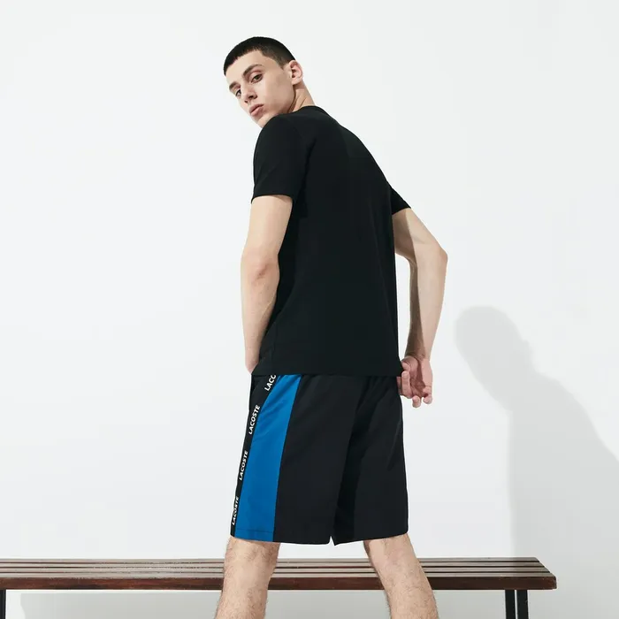 Pants and Shorts Lacoste Mens SPORT Logo TwoTone Shorts BlackBlueWhite Online Outlet Store