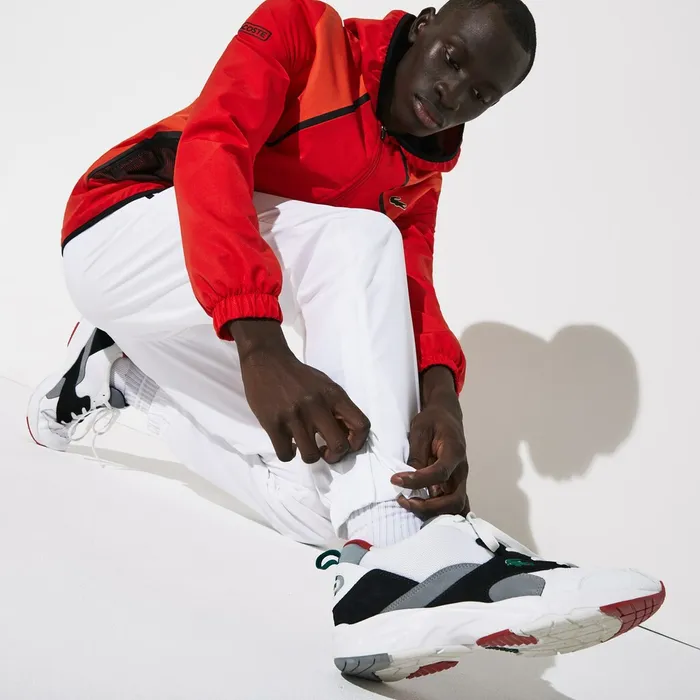 Pants and Shorts Lacoste Mens SPORT Mesh Inset Hooded Colorblock Tracksuit RedWhiteBlack Casaul Pants and Shorts Lacoste Mens SPORT Mesh Inset Hooded Colorblock Tracksuit RedWhiteBlack Casaul