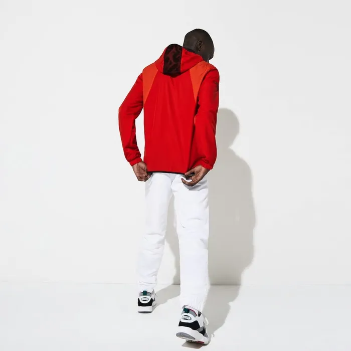 Pants and Shorts Lacoste Mens SPORT Mesh Inset Hooded Colorblock Tracksuit RedWhiteBlack Casaul