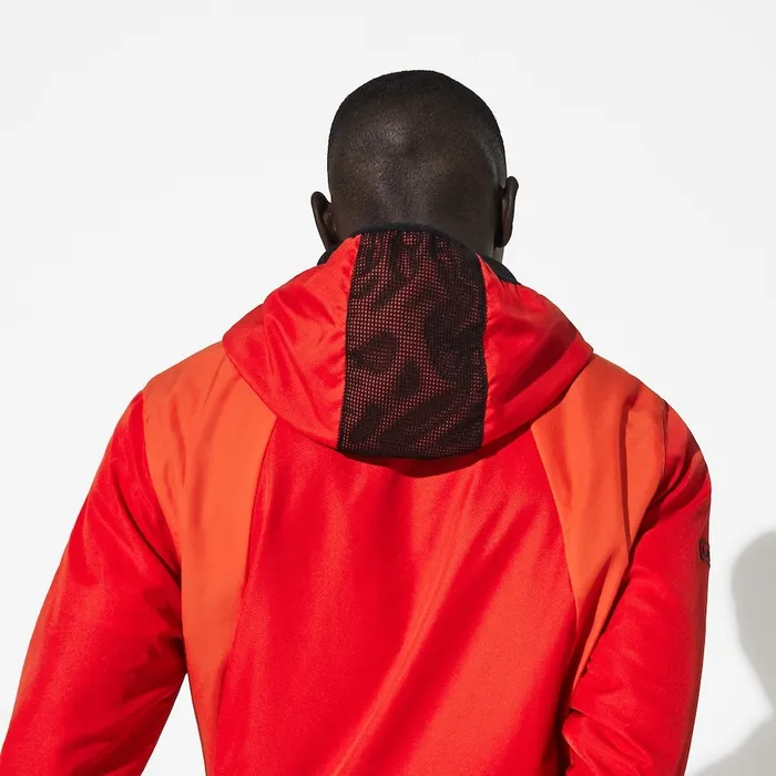 Pants and Shorts Lacoste Mens SPORT Mesh Inset Hooded Colorblock Tracksuit RedWhiteBlack Casaul