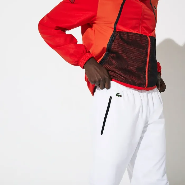 Pants and Shorts Lacoste Mens SPORT Mesh Inset Hooded Colorblock Tracksuit RedWhiteBlack Casaul