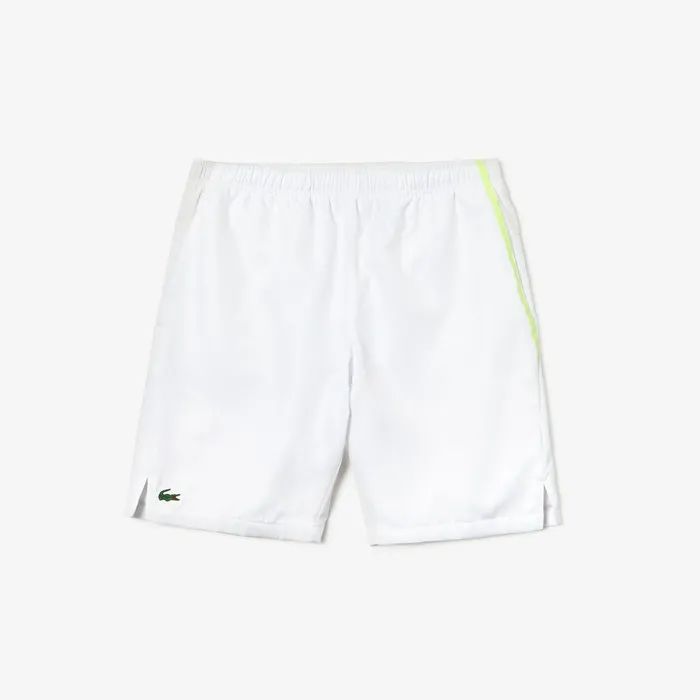 Pants and Shorts Lacoste Mens SPORT MeshPanel Tennis Shorts WhiteFlashy Yellow Popular