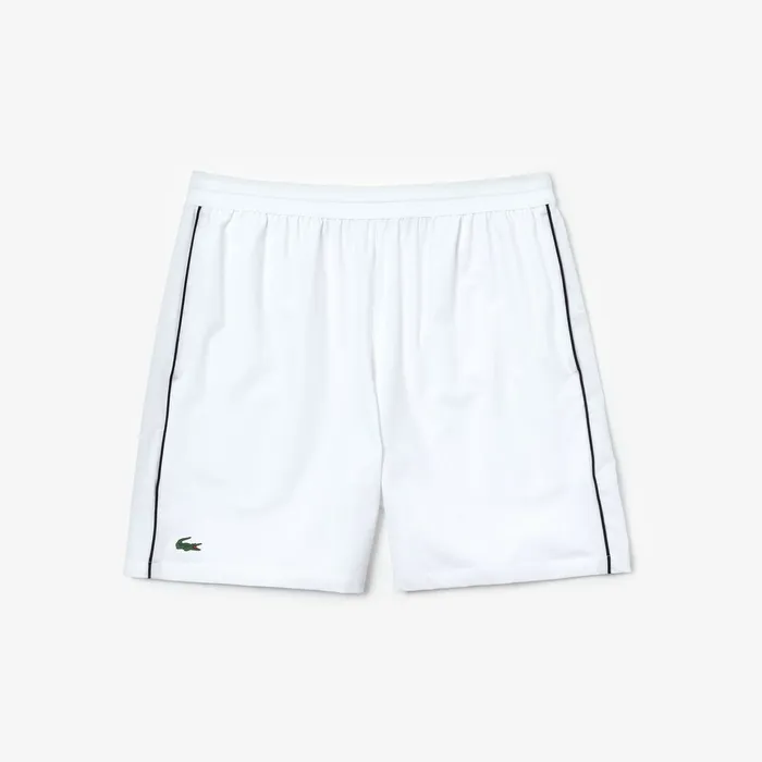 Pants and Shorts Lacoste Mens SPORT Novak Djokovic Stretch Technical Shorts WhiteNavy Blue Outlet Factory