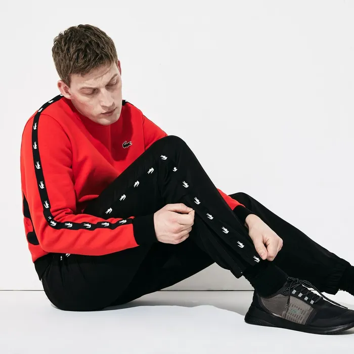 Pants and Shorts Lacoste Mens SPORT Print Bands Lightweight Tracksuit Pants Black Cheap On Sale