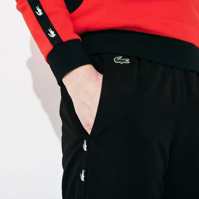Pants and Shorts Lacoste Mens SPORT Print Bands Lightweight Tracksuit Pants Black Cheap On Sale