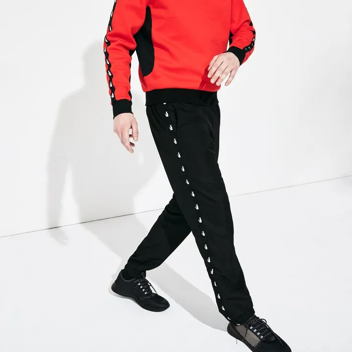 Pants and Shorts Lacoste Mens SPORT Print Bands Lightweight Tracksuit Pants Black Cheap On Sale
