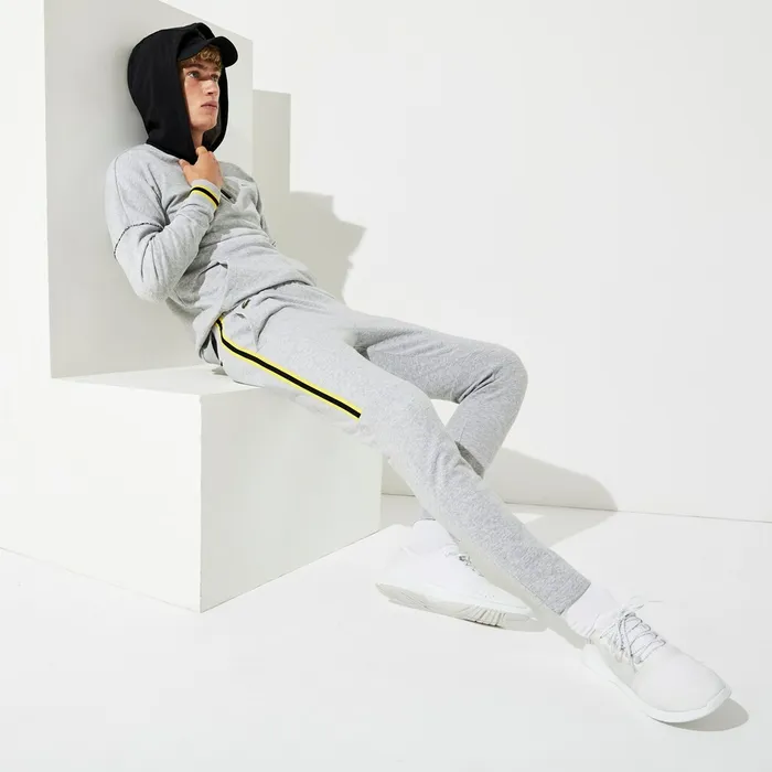 Pants and Shorts Lacoste Mens SPORT Racing Stripe Fleece Track Pants Grey ChineYellowBlack Shop Online Pants and Shorts Lacoste Mens SPORT Racing Stripe Fleece Track Pants Grey ChineYellowBlack Shop Online