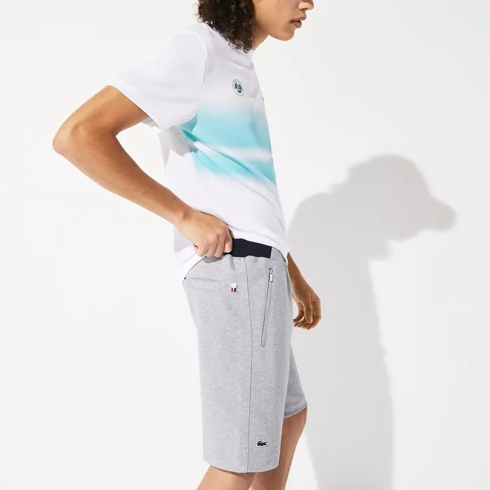 Pants and Shorts Lacoste Mens SPORT Roland Garros Cotton Fleece Shorts Grey ChineNavy BlueWhite Cheap On Sale