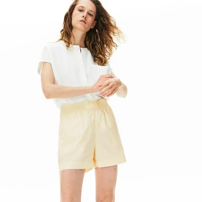 Pants and Shorts Lacoste Womens Light Cotton Poplin Shorts Yellow Casaul