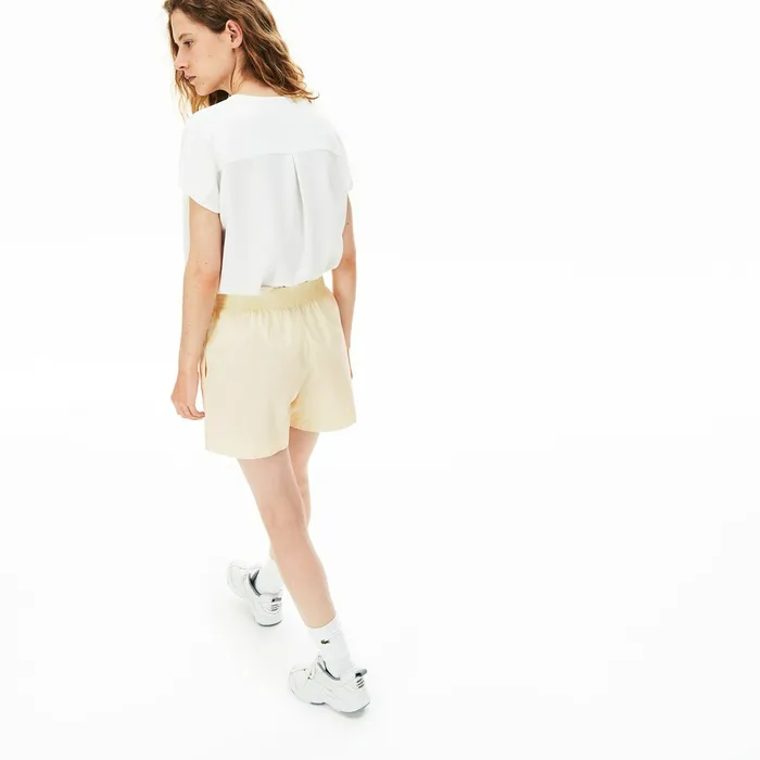 Pants and Shorts Lacoste Womens Light Cotton Poplin Shorts Yellow Casaul