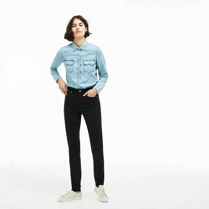 Pants and Shorts Lacoste Womens LIVE FivePocket Stretch Cotton Denim Jeans Black On Sale Pants and Shorts Lacoste Womens LIVE FivePocket Stretch Cotton Denim Jeans Black On Sale