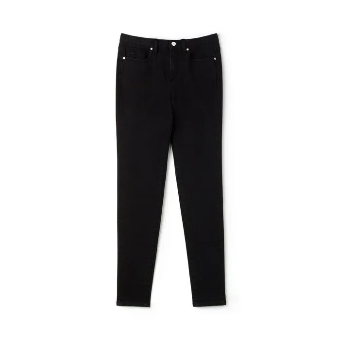 Pants and Shorts Lacoste Womens LIVE FivePocket Stretch Cotton Denim Jeans Black On Sale