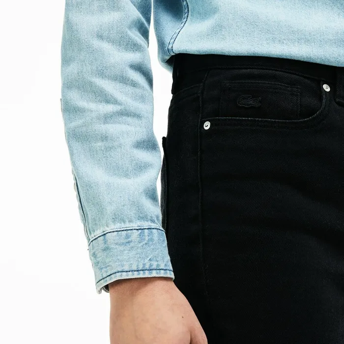 Pants and Shorts Lacoste Womens LIVE FivePocket Stretch Cotton Denim Jeans Black On Sale