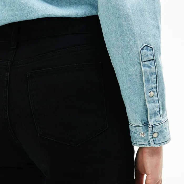 Pants and Shorts Lacoste Womens LIVE FivePocket Stretch Cotton Denim Jeans Black On Sale