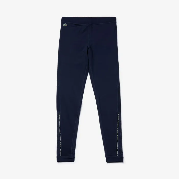 Pants and Shorts Lacoste Womens SPORT Paneled Breathable Stretch Tennis Leggings Navy BlueWhite USA