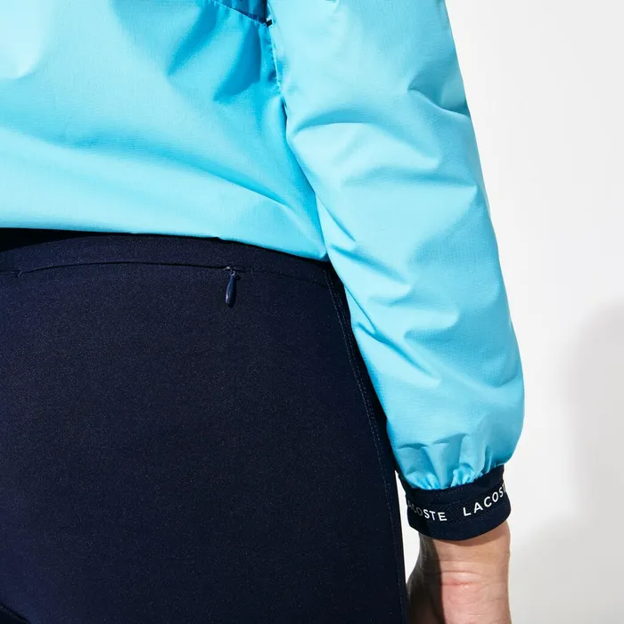 Pants and Shorts Lacoste Womens SPORT Paneled Breathable Stretch Tennis Leggings Navy BlueWhite USA
