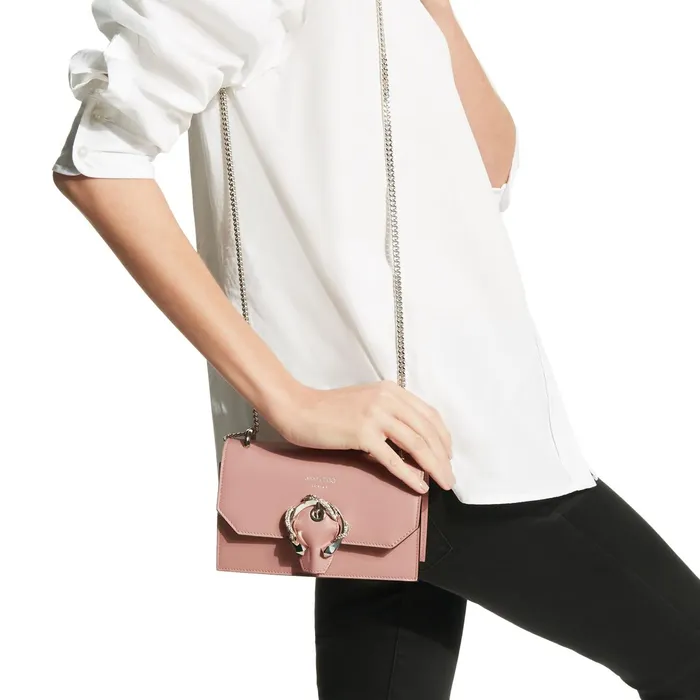Paris Blush Smooth Calf Leather Mini Bag With Snake Buckle Blush Women JIMMY CHOO Small Leather Goods