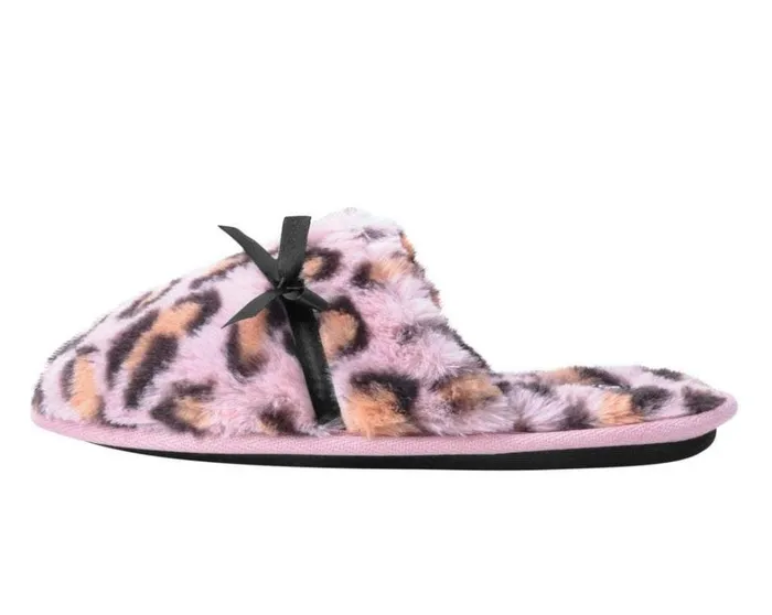 Pink Leopard Bow Slipper Women TUK Shoes Slippers