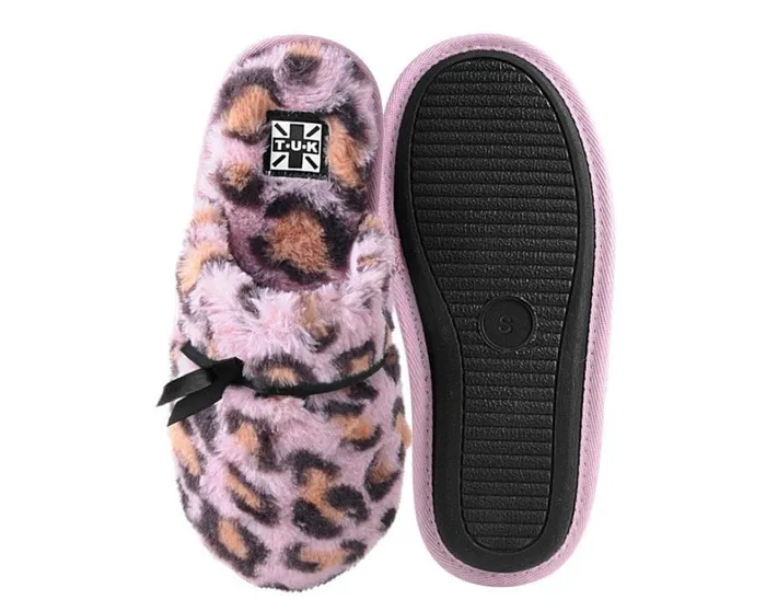 Pink Leopard Bow Slipper Women TUK Shoes Slippers Pink Leopard Bow Slipper Women TUK Shoes Slippers