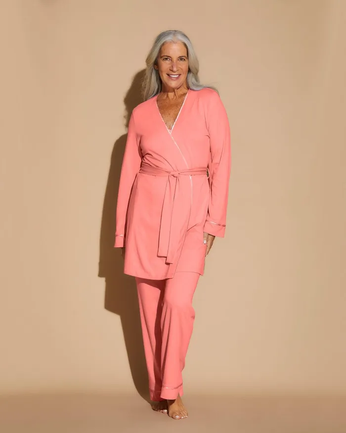 Pj Sets Women Cosabella Bella 3 Piece Set With Robe Coral Breezecoral Breeze