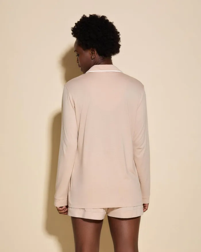 Pj Sets Women Cosabella Bella Long Sleeve Top and Boxer Pajamas Camelmoon Ivory