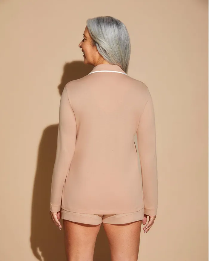 Pj Sets Women Cosabella Bella Long Sleeve Top and Boxer Pajamas Coppermoon Ivory