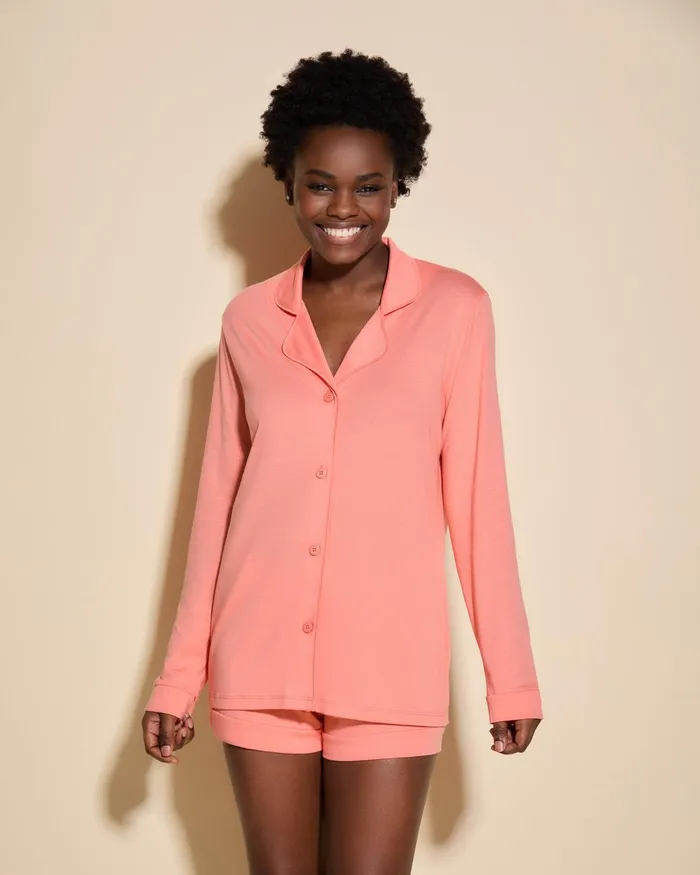 Pj Sets Women Cosabella Bella Long Sleeve Top and Boxer Pajamas Coral Breezecoral Breeze Pj Sets Women Cosabella Bella Long Sleeve Top and Boxer Pajamas Coral Breezecoral Breeze