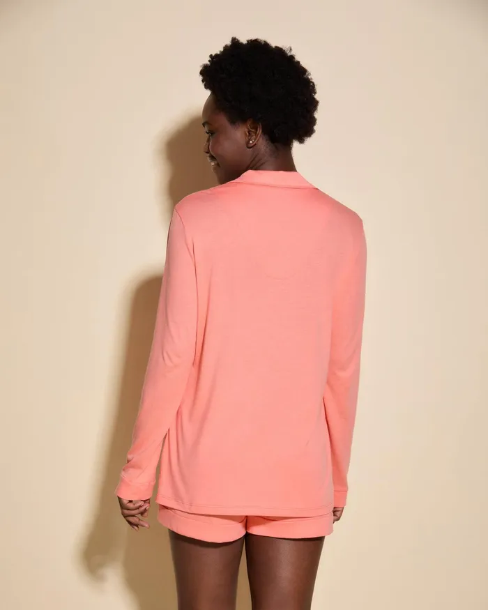 Pj Sets Women Cosabella Bella Long Sleeve Top and Boxer Pajamas Coral Breezecoral Breeze