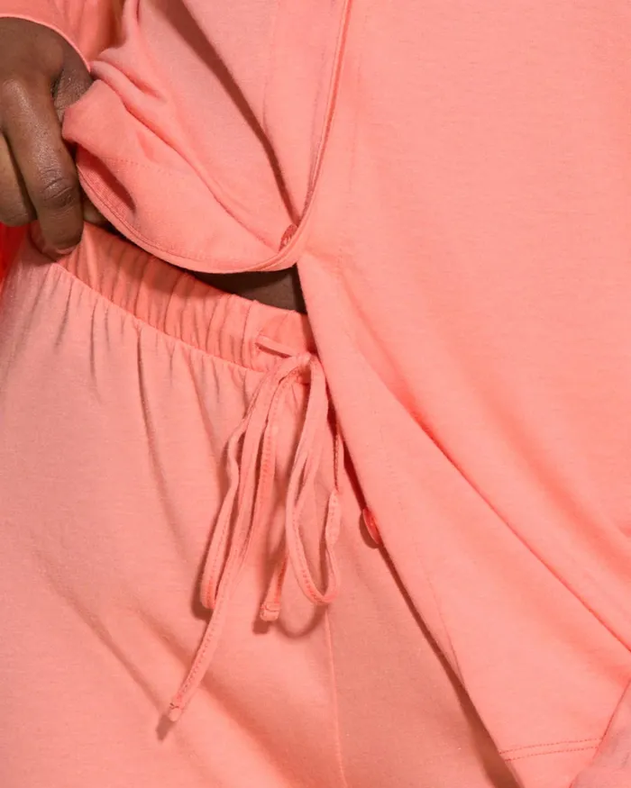 Pj Sets Women Cosabella Bella Long Sleeve Top and Boxer Pajamas Coral Breezecoral Breeze