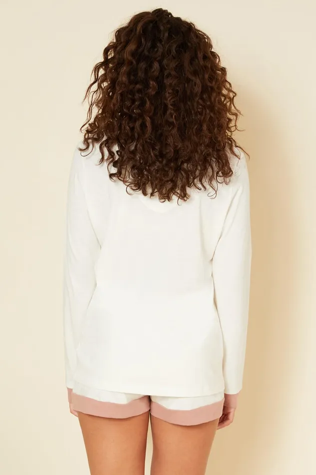 Pj Sets Women Cosabella Bella Long Sleeve Top and Boxer Pajamas Moon Ivory Mandorla