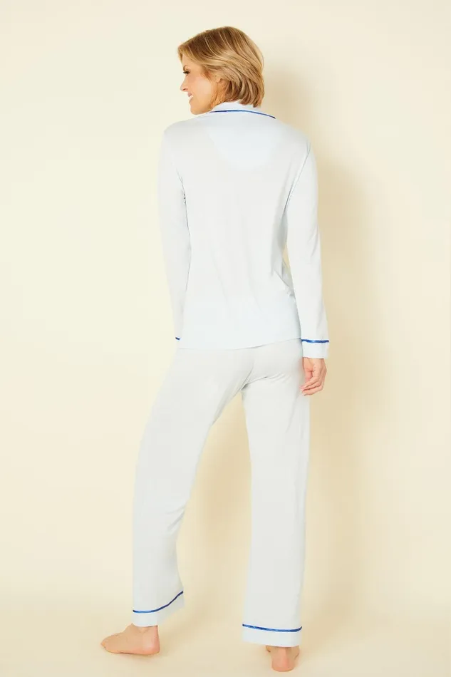 Pj Sets Women Cosabella Bella Long Sleeve Top and Pant Pajama Set Blu Veneziamare