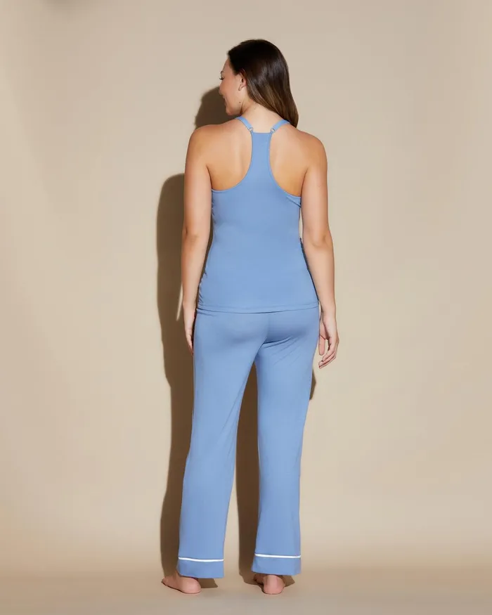 Pj Sets Women Cosabella Bella Nursing 3 Piece Set With Robe Blue Diamondmoon Ivory