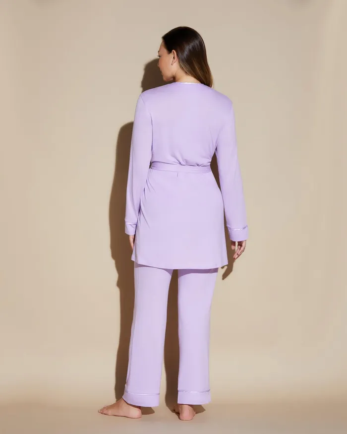 Pj Sets Women Cosabella Bella Nursing 3 Piece Set With Robe Icy Violeticy Violet