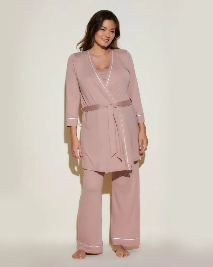 Pj Sets Women Cosabella Bella Nursing 3 Piece Set With Robe Mandorlamoon Ivory