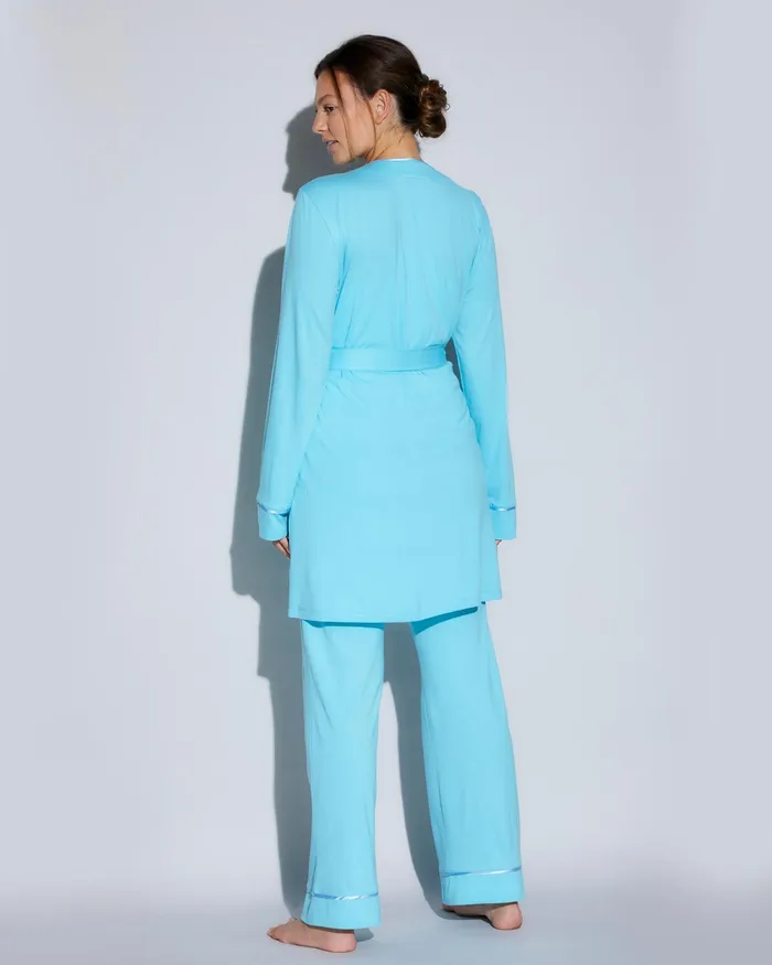 Pj Sets Women Cosabella Bella Nursing 3 Piece Set With Robe Turcheseblu Venezia