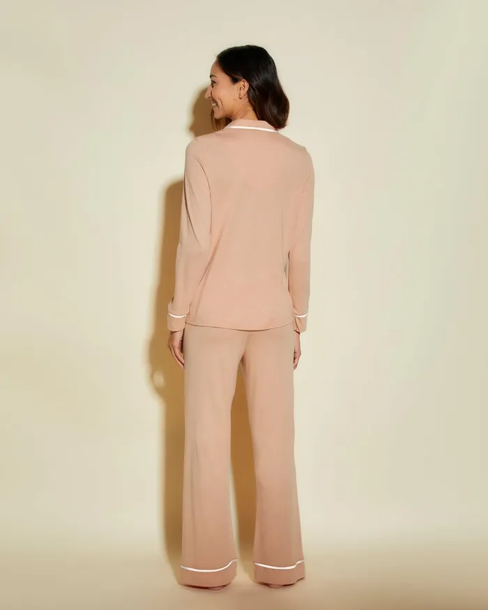 Pj Sets Women Cosabella Bella Petite Long Sleeve Top and Pant Pajamas Coppermoon Ivory
