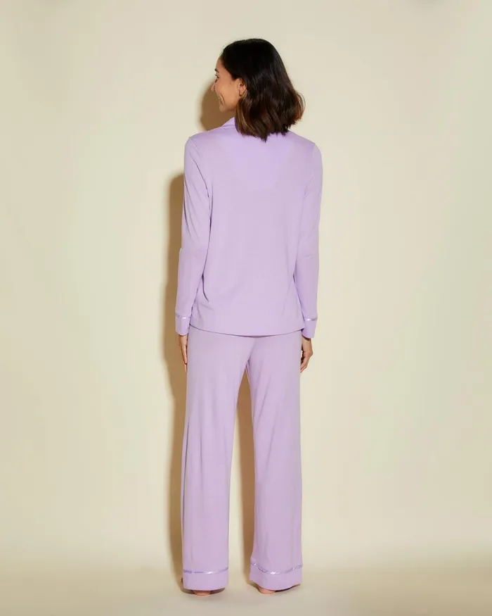 Pj Sets Women Cosabella Bella Petite Long Sleeve Top and Pant Pajamas Icy Violeticy Violet