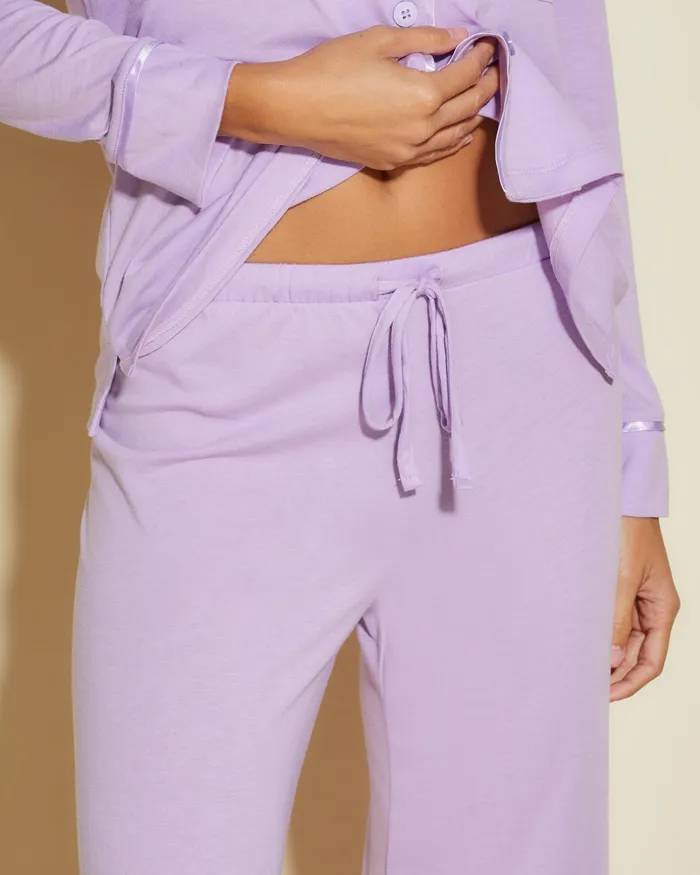 Pj Sets Women Cosabella Bella Petite Long Sleeve Top and Pant Pajamas Icy Violeticy Violet