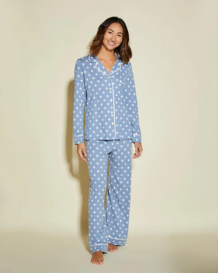 Pj Sets Women Cosabella Bella Printed Petite Long Sleeve Top And Pant Pajama Set Diamond Blue Diamondwhite Pj Sets Women Cosabella Bella Printed Petite Long Sleeve Top And Pant Pajama Set Diamond Blue Diamondwhite