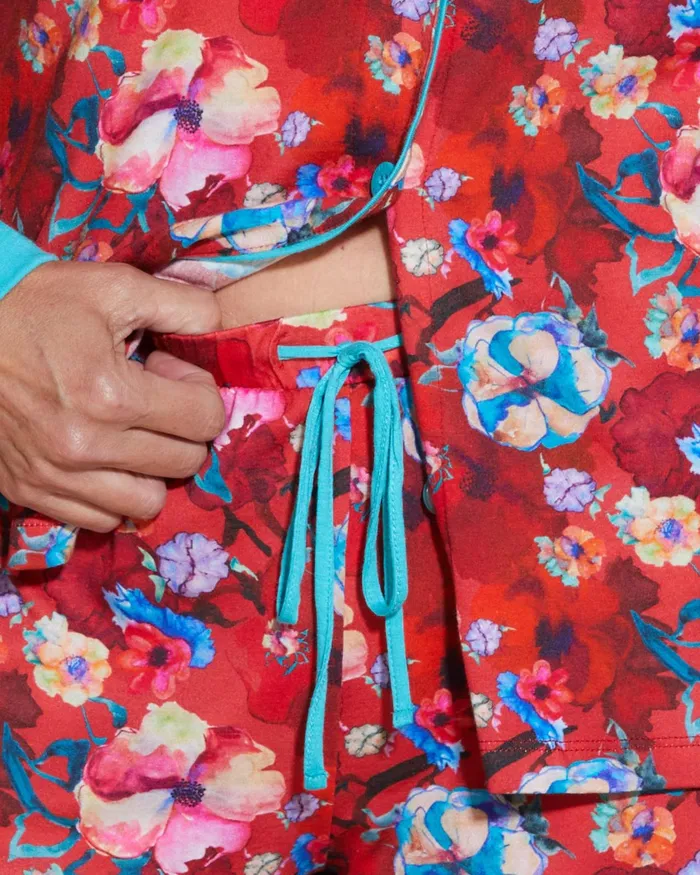 Pj Sets Women Cosabella Bella Printed Printed Long Sleeve Top And Boxer Faded Rose Andaman Sea