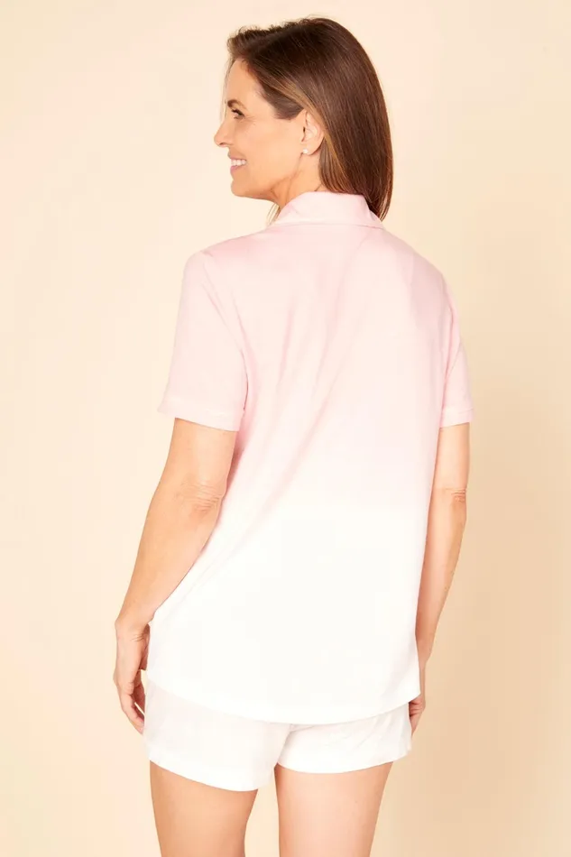 Pj Sets Women Cosabella Bella Printed Short Sleeve Top And Boxer Pajama Set Fiore Ombrefiore