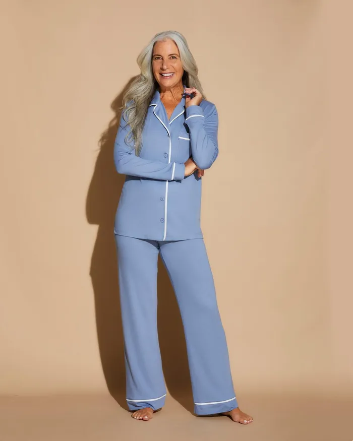 Pj Sets Women Cosabella Bella Relaxed Long Sleeve Top and Pant Blue Diamondmoon Ivory Pj Sets Women Cosabella Bella Relaxed Long Sleeve Top and Pant Blue Diamondmoon Ivory