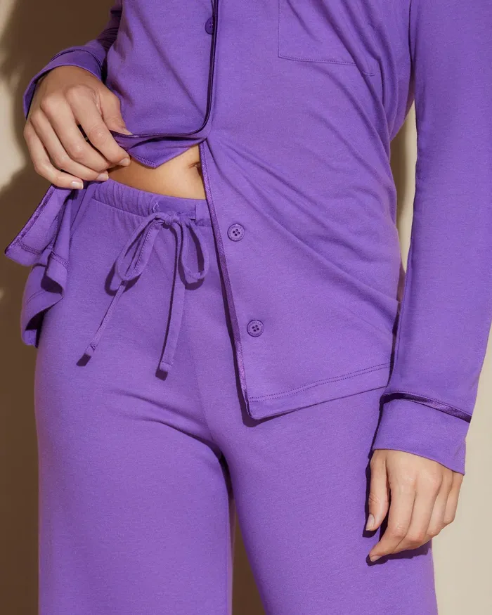 Pj Sets Women Cosabella Bella Relaxed Long Sleeve Top and Pant Cyclamencyclamen