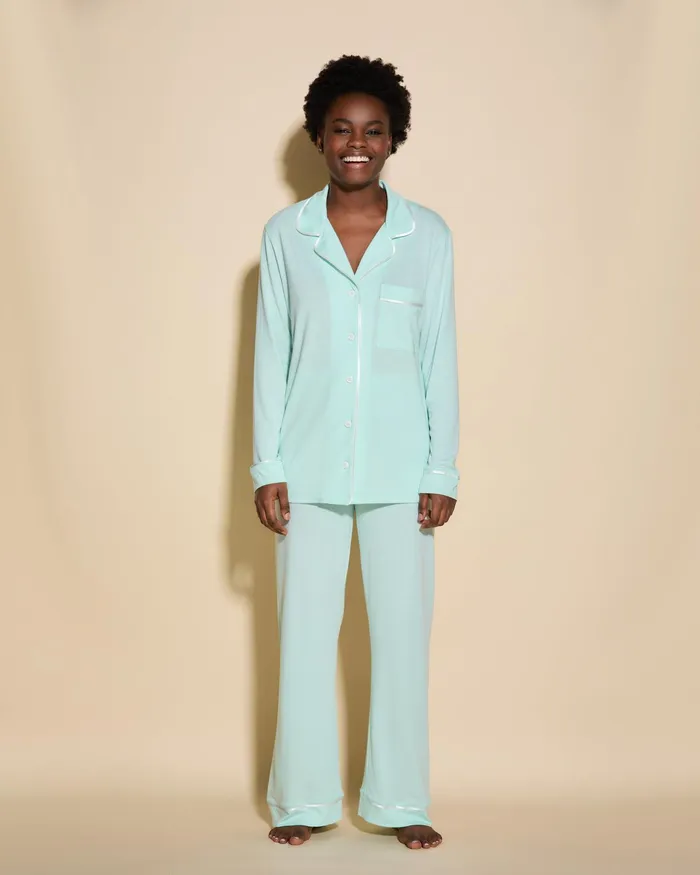 Pj Sets Women Cosabella Bella Relaxed Long Sleeve Top and Pant Lagoon Mintivory Pj Sets Women Cosabella Bella Relaxed Long Sleeve Top and Pant Lagoon Mintivory
