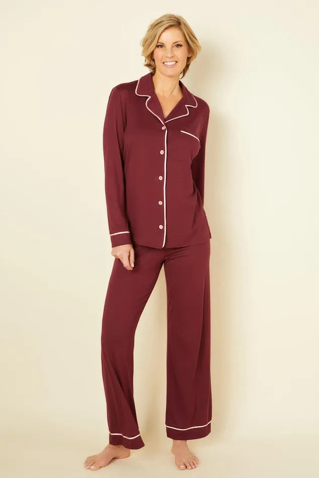 Pj Sets Women Cosabella Bella Relaxed Long Sleeve Top and Pant Vinofiore