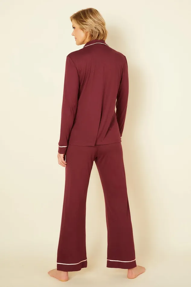 Pj Sets Women Cosabella Bella Relaxed Long Sleeve Top and Pant Vinofiore