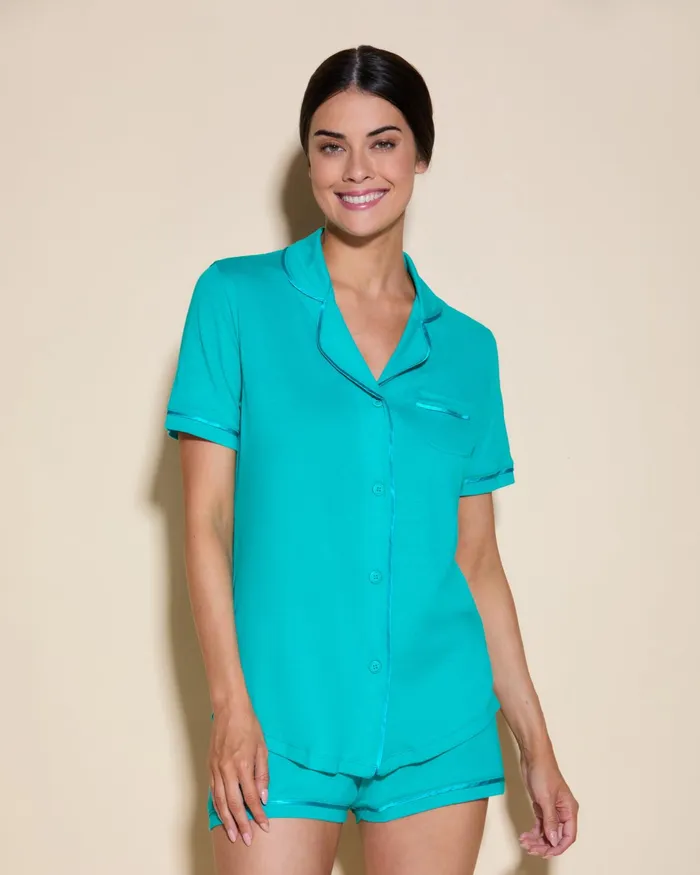 Pj Sets Women Cosabella Bella Short Sleeve Top and Boxer Pajama Set Andaman Seaandaman Sea Pj Sets Women Cosabella Bella Short Sleeve Top and Boxer Pajama Set Andaman Seaandaman Sea
