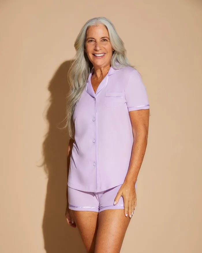 Pj Sets Women Cosabella Bella Short Sleeve Top and Boxer Pajama Set Icy Violeticy Violet Pj Sets Women Cosabella Bella Short Sleeve Top and Boxer Pajama Set Icy Violeticy Violet