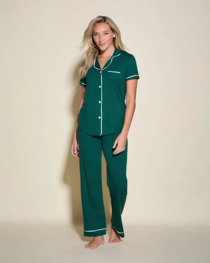 Pj Sets Women Cosabella Bella Short Sleeve Top and Pant Pajama Set Congoivory